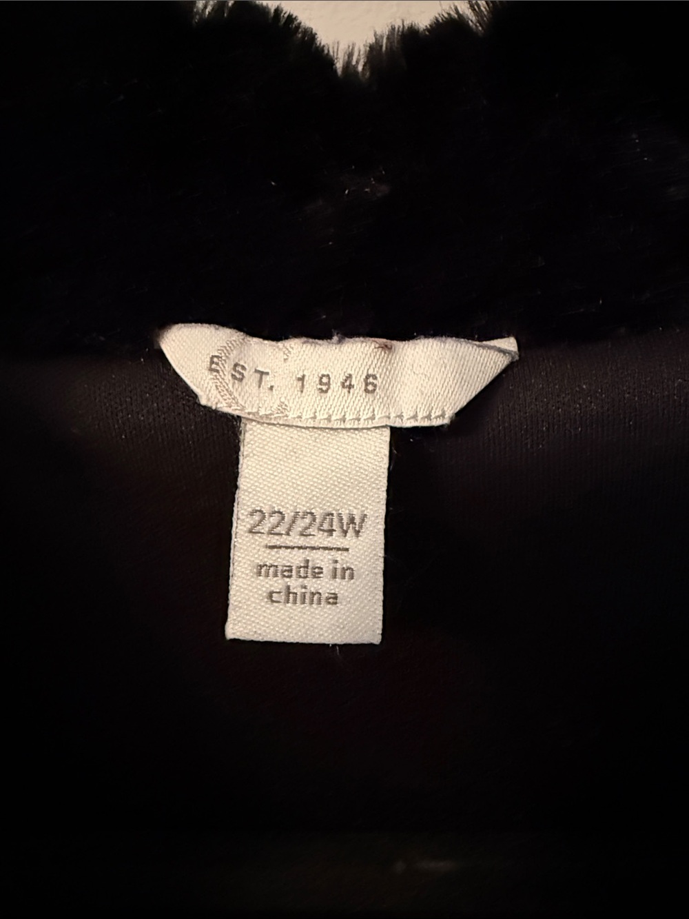Est. 1946 Black Faux Fur Open Front Vest - Picture 2 of 7